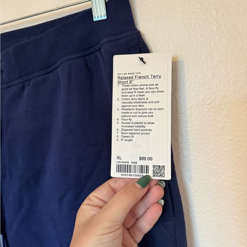 NEW Lululemon Mens Relaxed Fit French Terry Shorts 9" Size XL Navy NWT - Picture 6 of 9